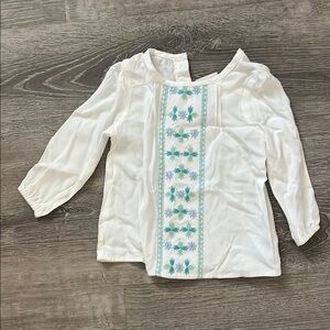 Crazy 8 White and Green Embroidered Blouse